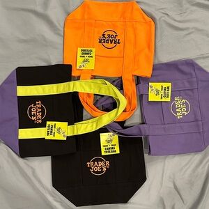 Trader Joe’s Canvas Tote Bag Set (4 Total) - Orange, Purple, Black, Multi